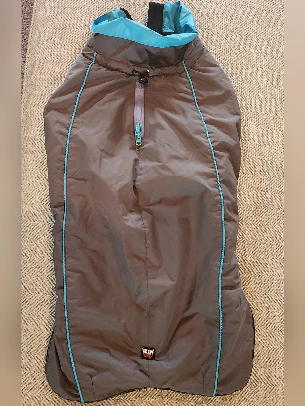 Large Dog Jacket - Gray with Teal Trim